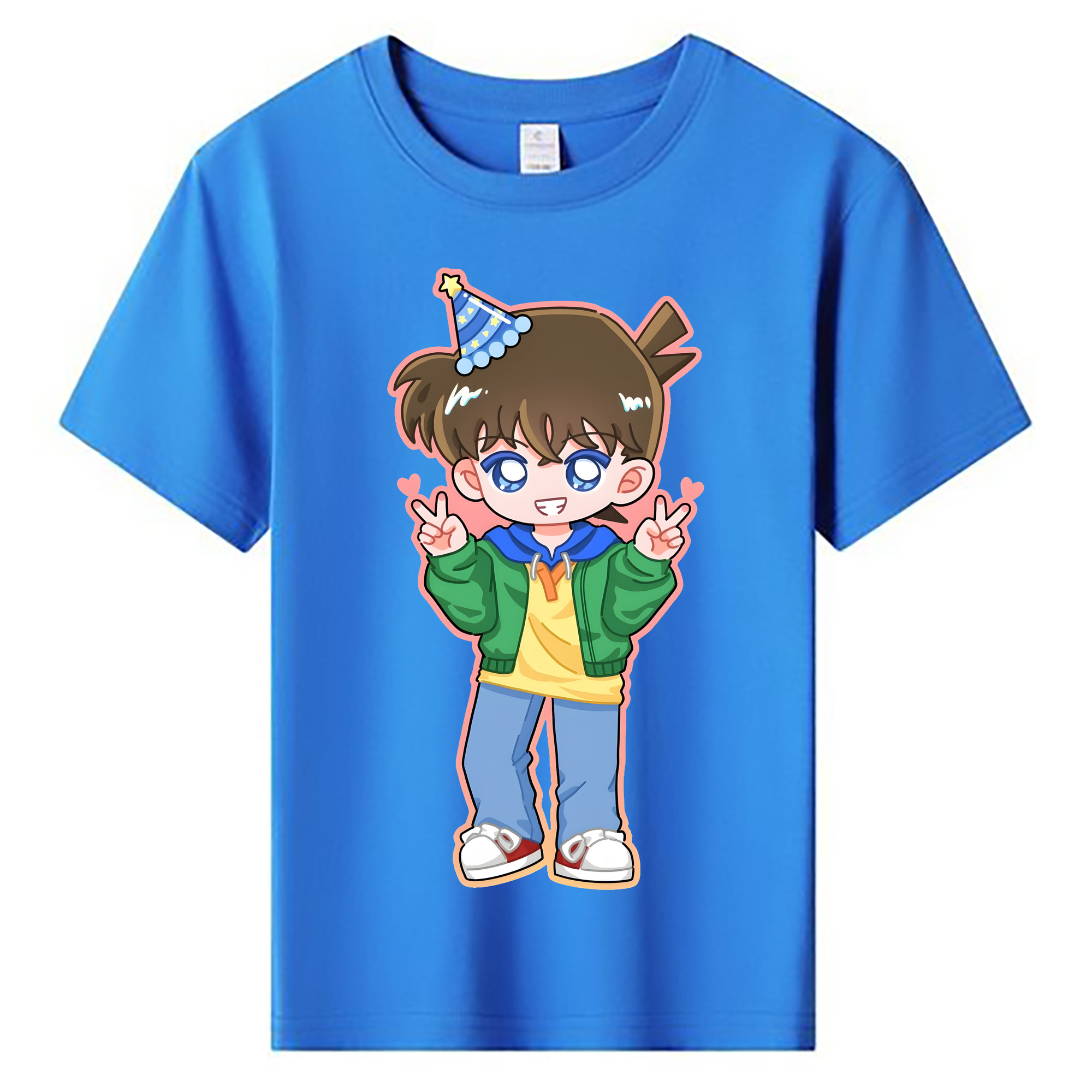 （画像用） 名探偵コナン 江戸川 コナン Detective Conan Conan Edogawa 綿100％キッズTシャツ（フロントプリント）